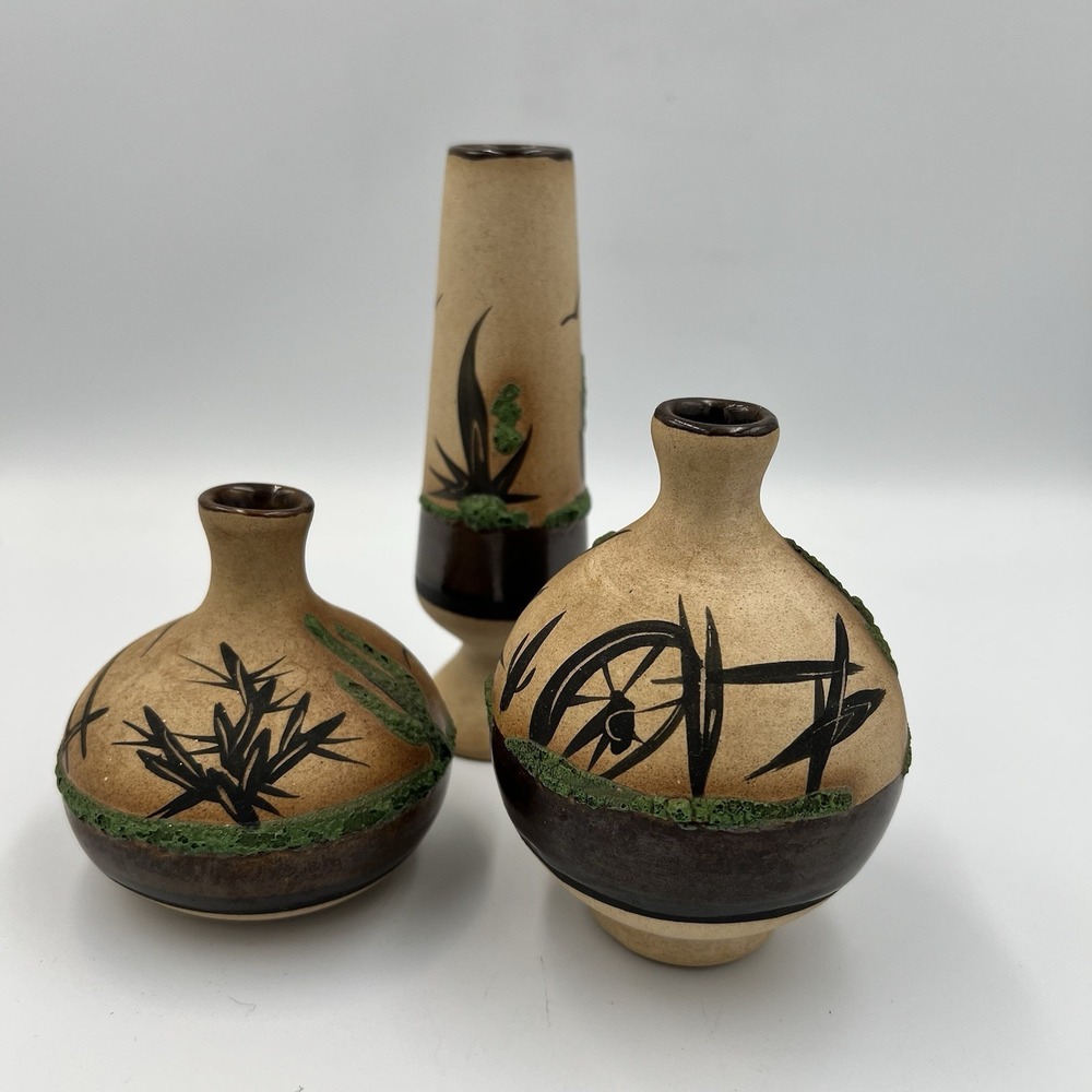Vintage Miniature Set of 3 Vases Southwestern Desert Pottery Signed Betty Selby